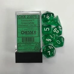 Other Chessex Translucent Green/White 7ct Polyhedral Set (23075)