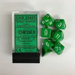 Other Chessex Opaque Green/White 7ct Polyhedral Set (25405) Dice