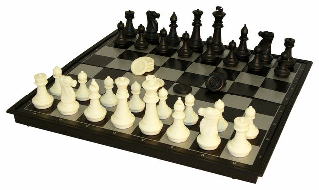 Other Board Games Chess/Checkers Set: 14" Folding Magnetic Board