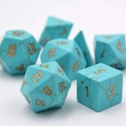 Other Turquoise Semi-Precious Gemstone 7ct Polyhedral Dice Set