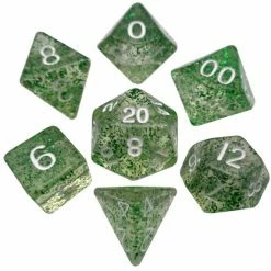 Other Metallic Dice Games Ethereal Green/White 7ct Polyhedral Dice Set