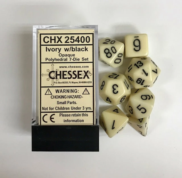 Other Chessex Opaque Ivory/Black 7ct Polyhedral Set (25400)