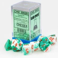 Other Chessex Lab Gemini Mint-White/Orange 7ct Polyhedral Set (30020)