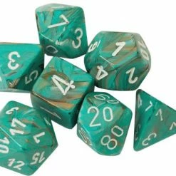 Other Chessex Marble Oxi-Copper/White 7ct Polyhedral Set (27403)