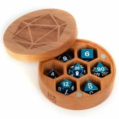 Other Metallic Dice Games Premium Wooden Round Dice Chest Cherry