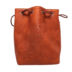 Other Easy Roller Brown Leather Lite Self-Standing Large Dice Bag - No Print Design