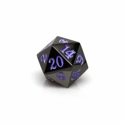 Common Ground Games Easy Roller Single Gunmetal D20 With Purple Signature Font