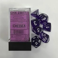 Other Chessex Translucent Purple/White 7ct Polyhedral Set (23077) Dice