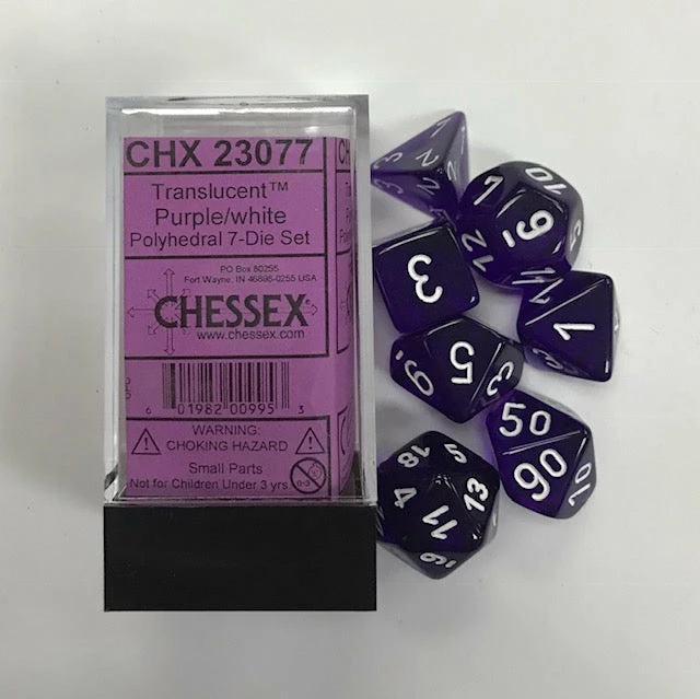 Other Chessex Translucent Purple/White 7ct Polyhedral Set (23077) Dice