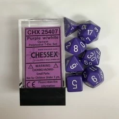 Other Chessex Opaque Purple/White 7ct Polyhedral Set (25407) Dice