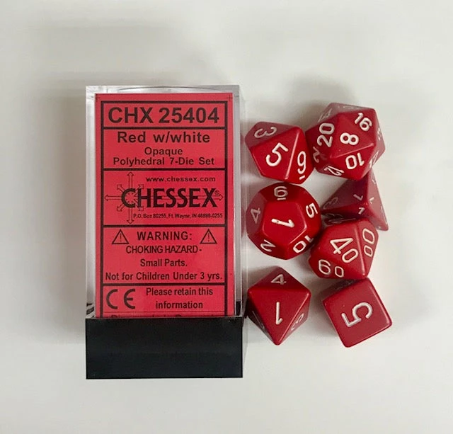 Other Dice Chessex Opaque Red/White 7ct Polyhedral Set (25404)