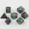 Other Ruby Zoisite Semi-Precious Gemstone 7ct Polyhedral Dice Set