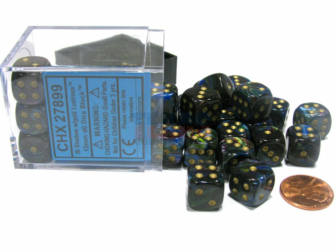 Other Chessex 12mm Lustrous Shadow/Gold 36ct D6 Set (27899)