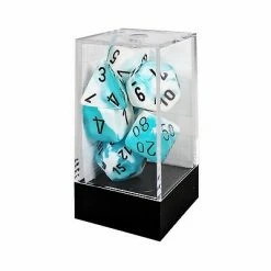 Other Chessex Gemini White-Teal/Black 7ct Polyhedral Set (26444) Dice