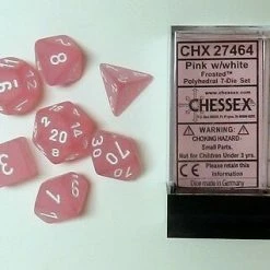 Other Chessex Frosted Pink/White 7ct Polyhedral Set (27464)