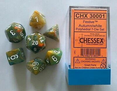 Other Chessex Lab Dice Festive Autumn/White 7ct Polyhedral Set (30001)