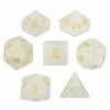 Other White Jade Semi-Precious Gemstone 7ct Polyhedral Dice Set
