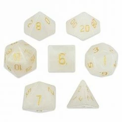 Other White Jade Semi-Precious Gemstone 7ct Polyhedral Dice Set