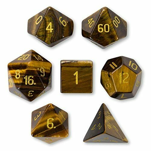 Other Tigers Eye Semi-Precious Gemstone 7ct Polyhedral Dice Set