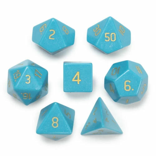 Other Turquoise Magnesite Semi-Precious Gemstone 7ct Polyhedral Dice Set