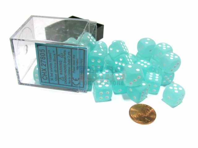 Other Chessex 12mm Frosted Teal/White 36ct D6 Set (27805) Dice