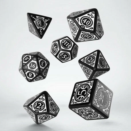 Other Q-Workshop Steampunk Black/White 7ct Polyhedral Dice Set