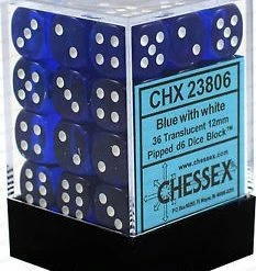 Other Chessex 12mm Translucent Blue/White 36ct D6 Set (23806)