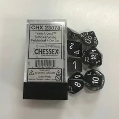 Other Chessex Translucent Smoke/White 7ct Polyhedral Set (23078) Dice
