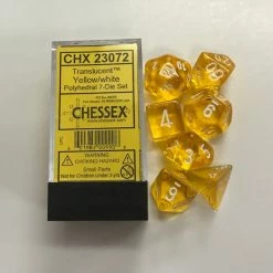 Other Dice Chessex Translucent Yellow/White 7ct Polyhedral Set (23072)
