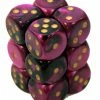 Other Dice Chessex 16mm Gemini Black-Purple/Gold 12ct D6 Set (26640)