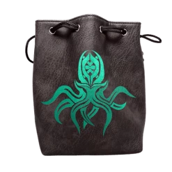 Other Easy Roller Black Leather Lite Cthulhu Design Self-Standing Large Dice Bag