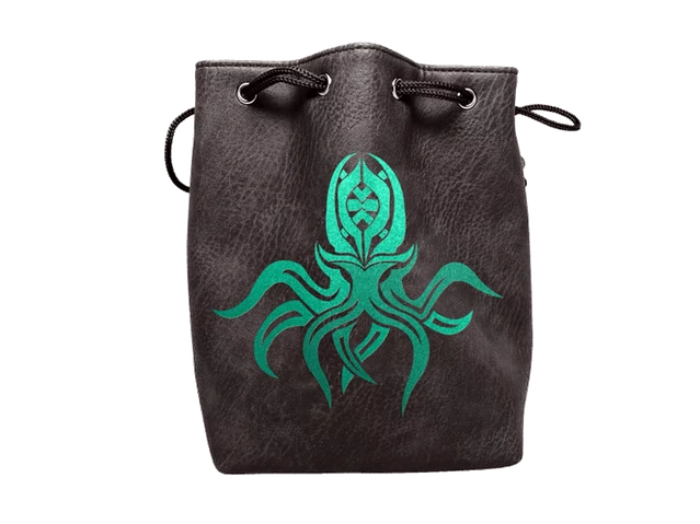 Other Easy Roller Black Leather Lite Cthulhu Design Self-Standing Large Dice Bag