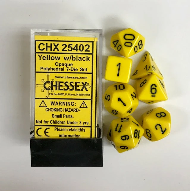 Other Chessex Opaque Yellow/Black 7ct Polyhedral Set (25402)